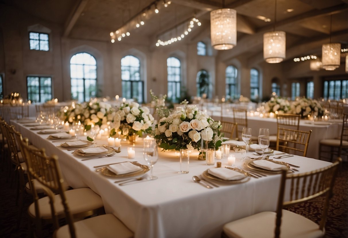 A wedding seating chart with tables arranged in a U-shape, with a head table at the center and family members seated closest to the couple