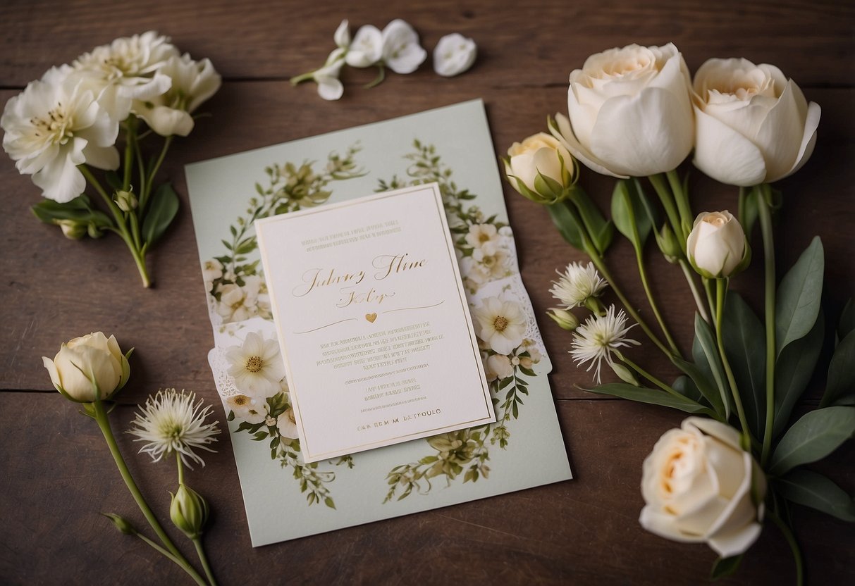 A delicate frame holds pressed flowers and a wedding invitation, creating a beautiful keepsake idea