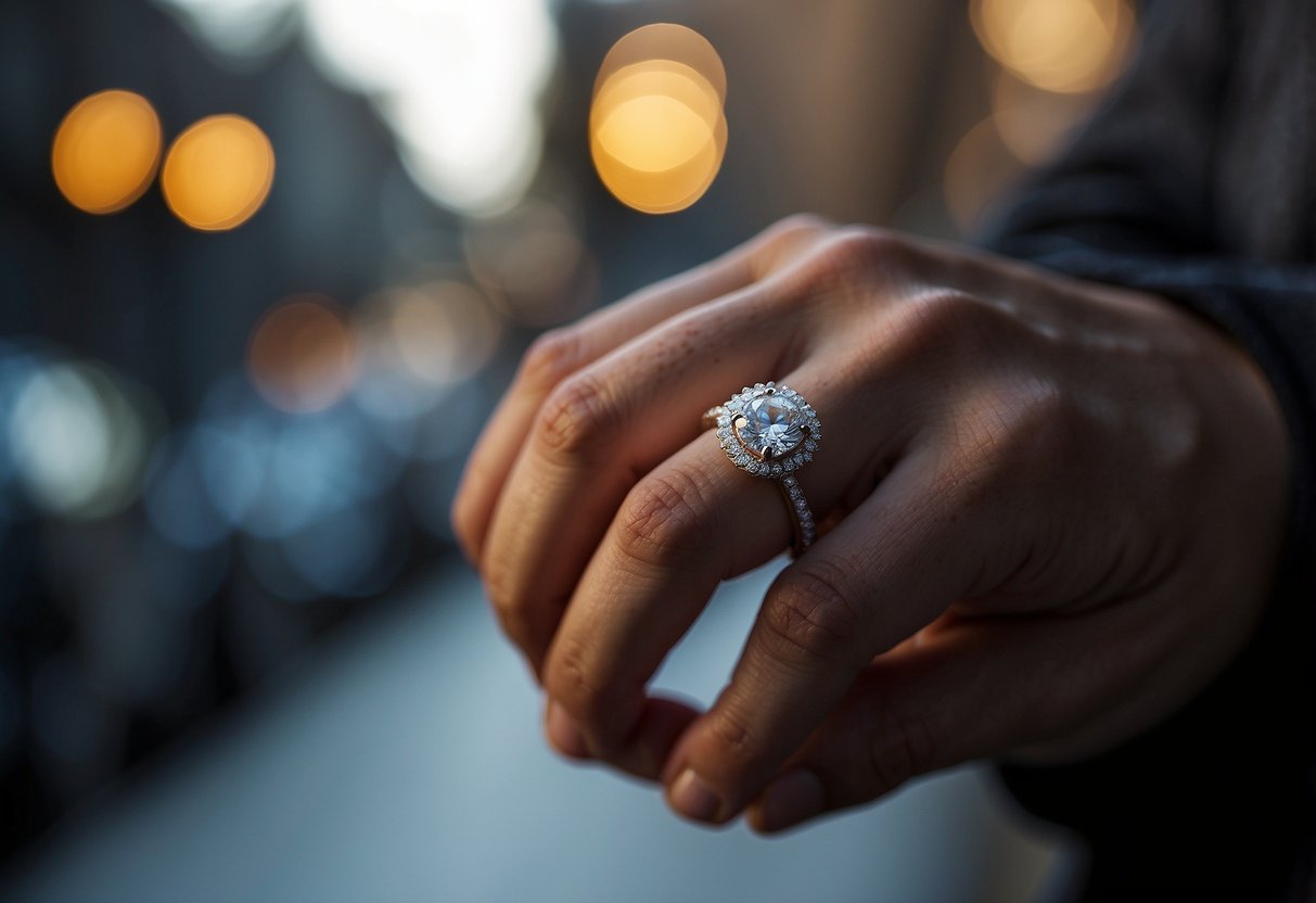 A left hand with a bare ring finger, no human subjects