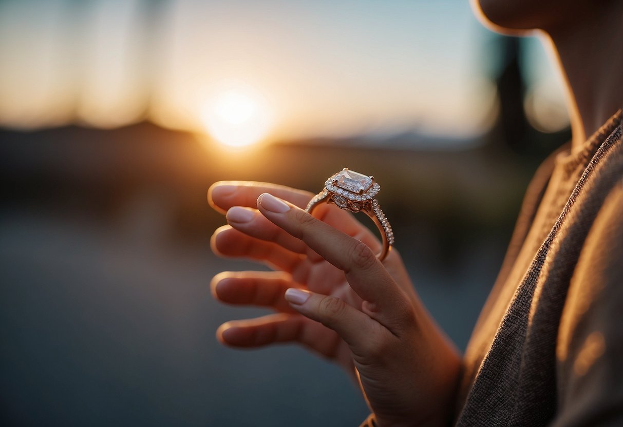 A left hand with a ring on the ring finger, showcasing a fashion statement