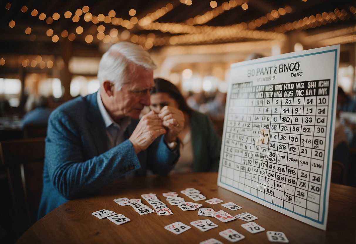 A parent cries while playing wedding bingo