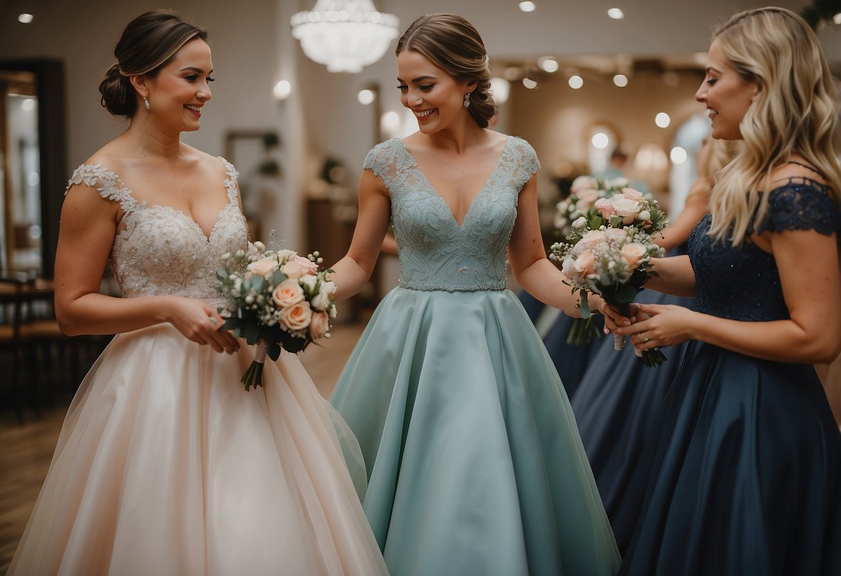 A maid of honor pays for bridesmaid dresses. She selects and purchases the dresses for the wedding party