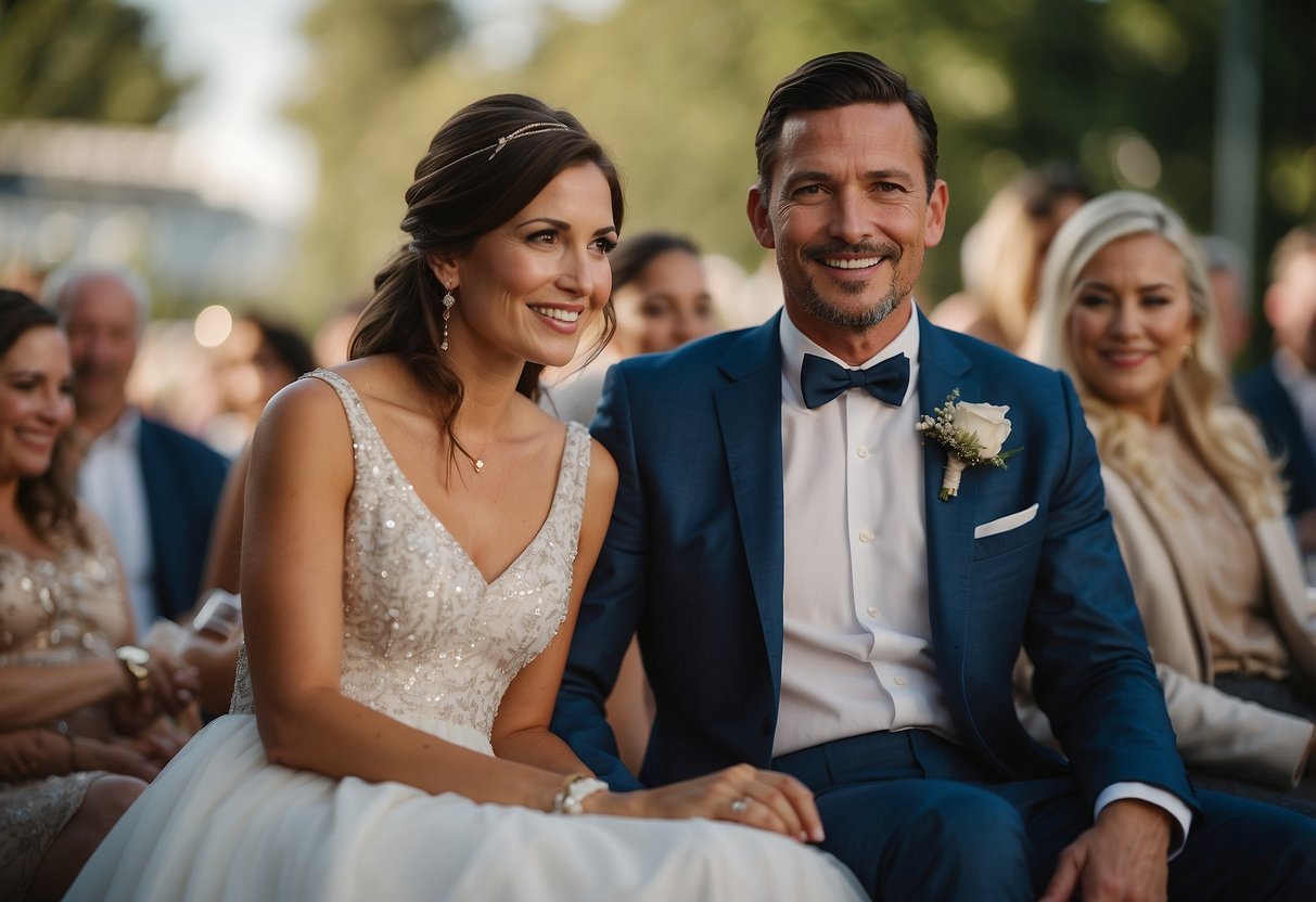 Both sets of parents sit together at a wedding