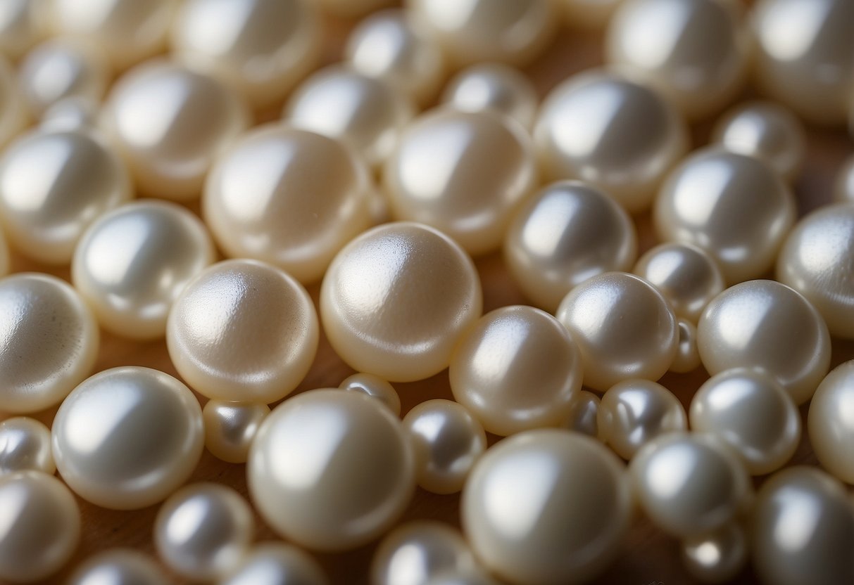 White nails with pearl beaded accents, elegant and bridal