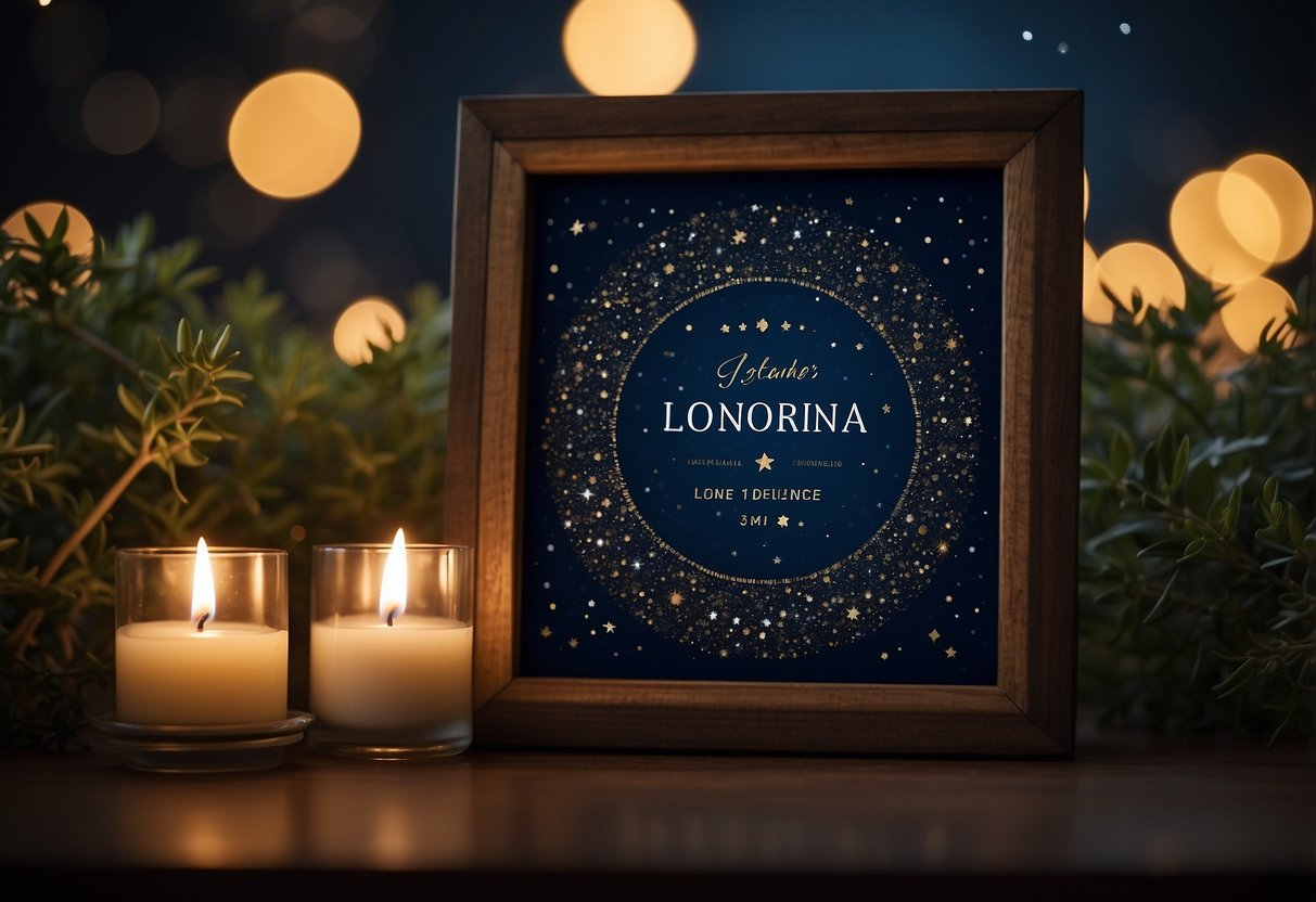 A couple's names and wedding date surrounded by stars, framed as a unique and thoughtful gift