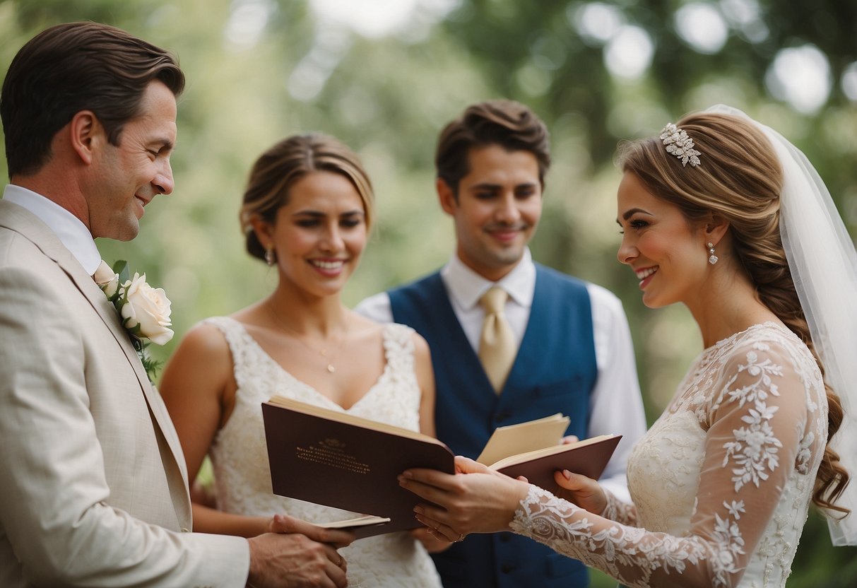 The bride's family tradition: reading vows first