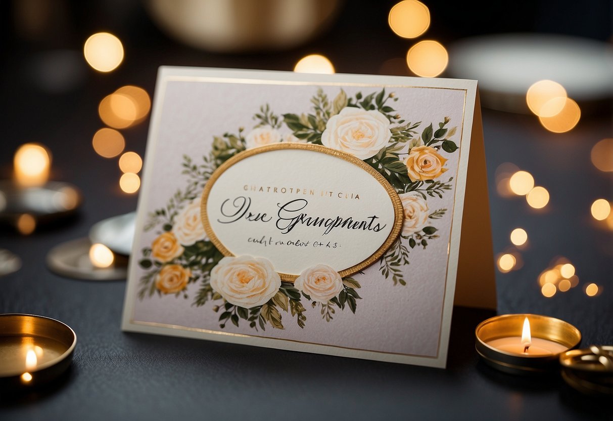 A wedding card with "$250 for grandparents" written on it