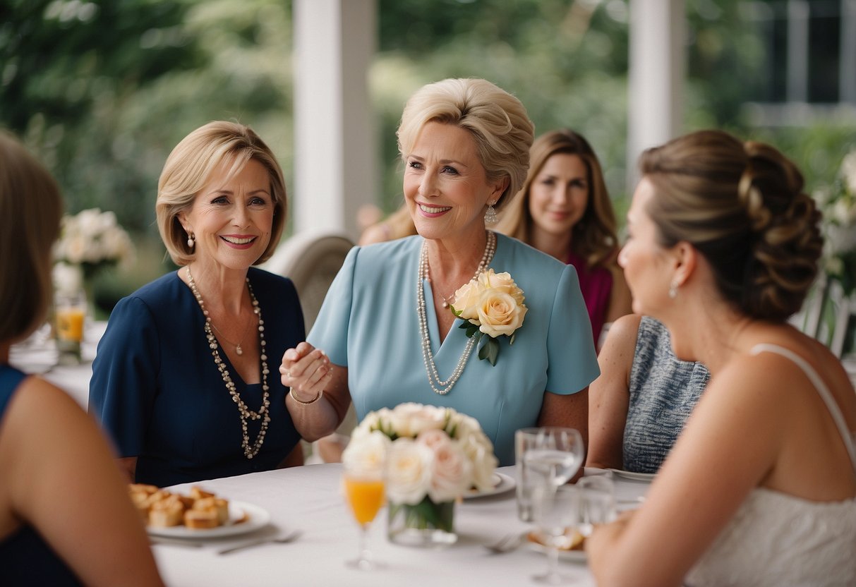 The mother of the bride shares advice at a bridal shower