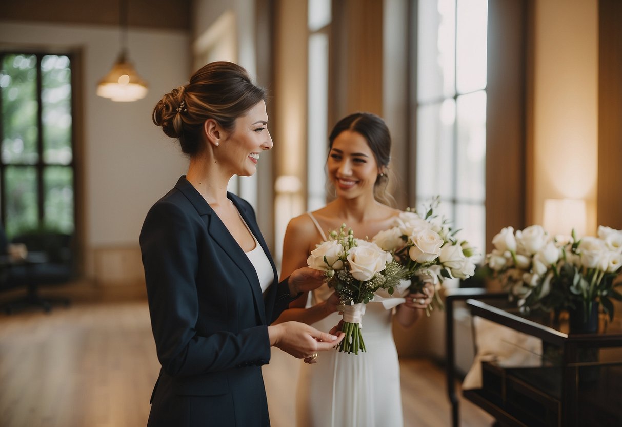 A spa day gift card is handed to the bride by the maid of honour