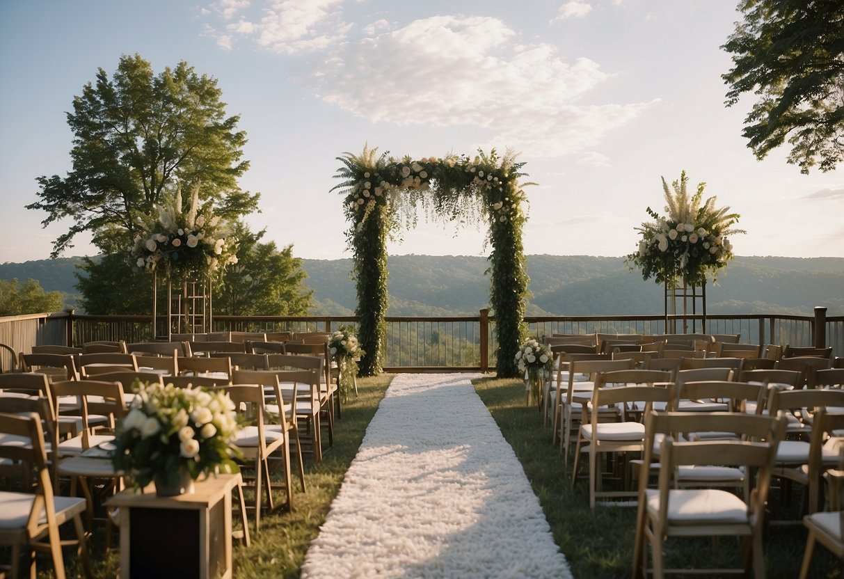 The Bridge Building Event Spaces, a picturesque venue for weddings in Tennessee, with a stunning view of the city skyline and a charming outdoor ceremony space