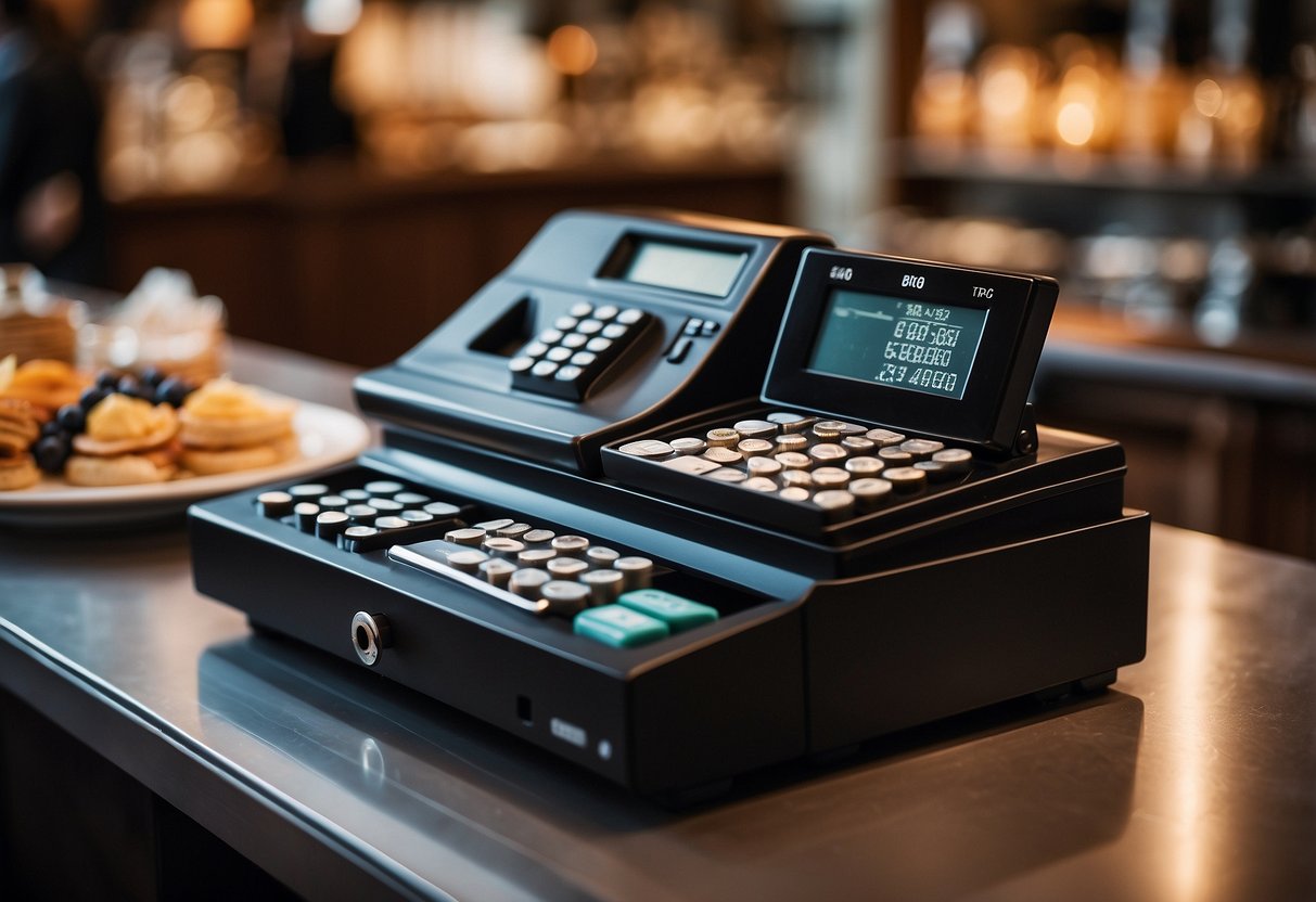 A cash register displaying the total amount for a wedding gift in 2024