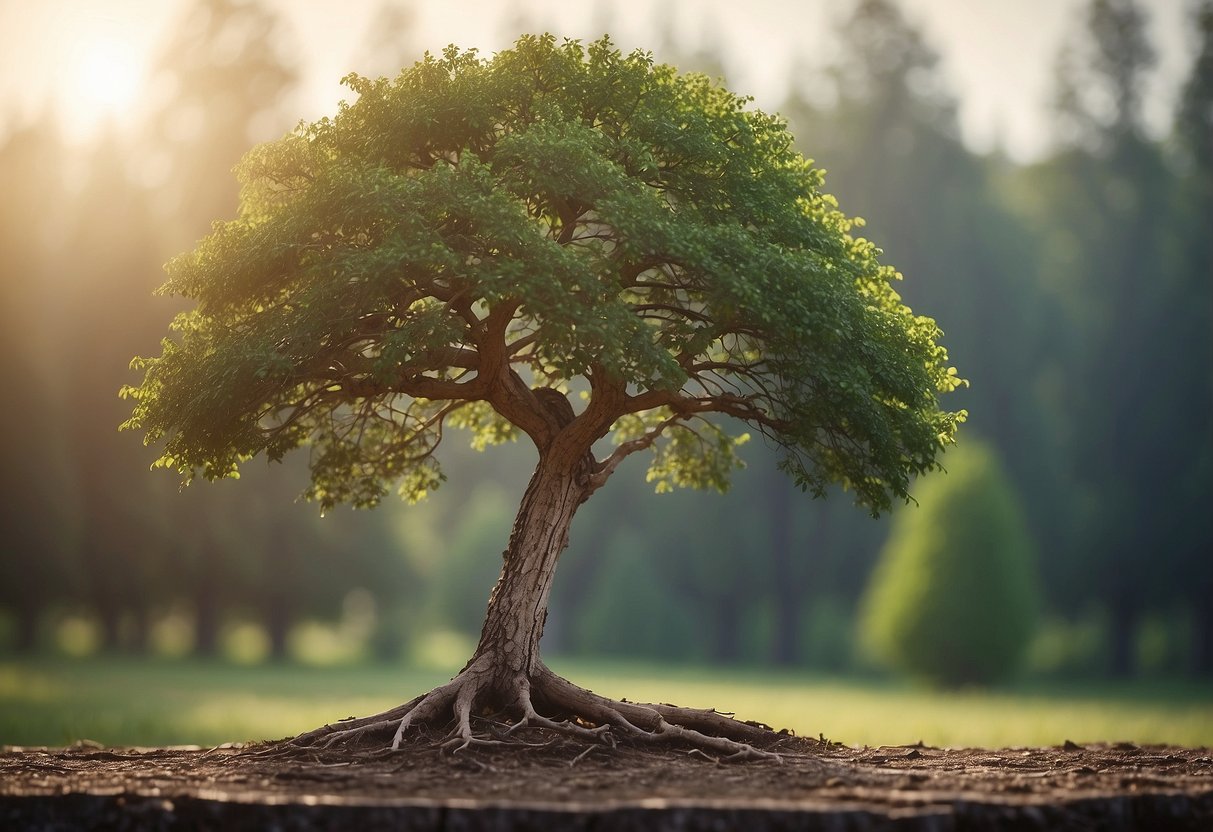 A young tree growing next to an old, weathered tree, symbolizing the pros and cons of large age gaps between husband and wife