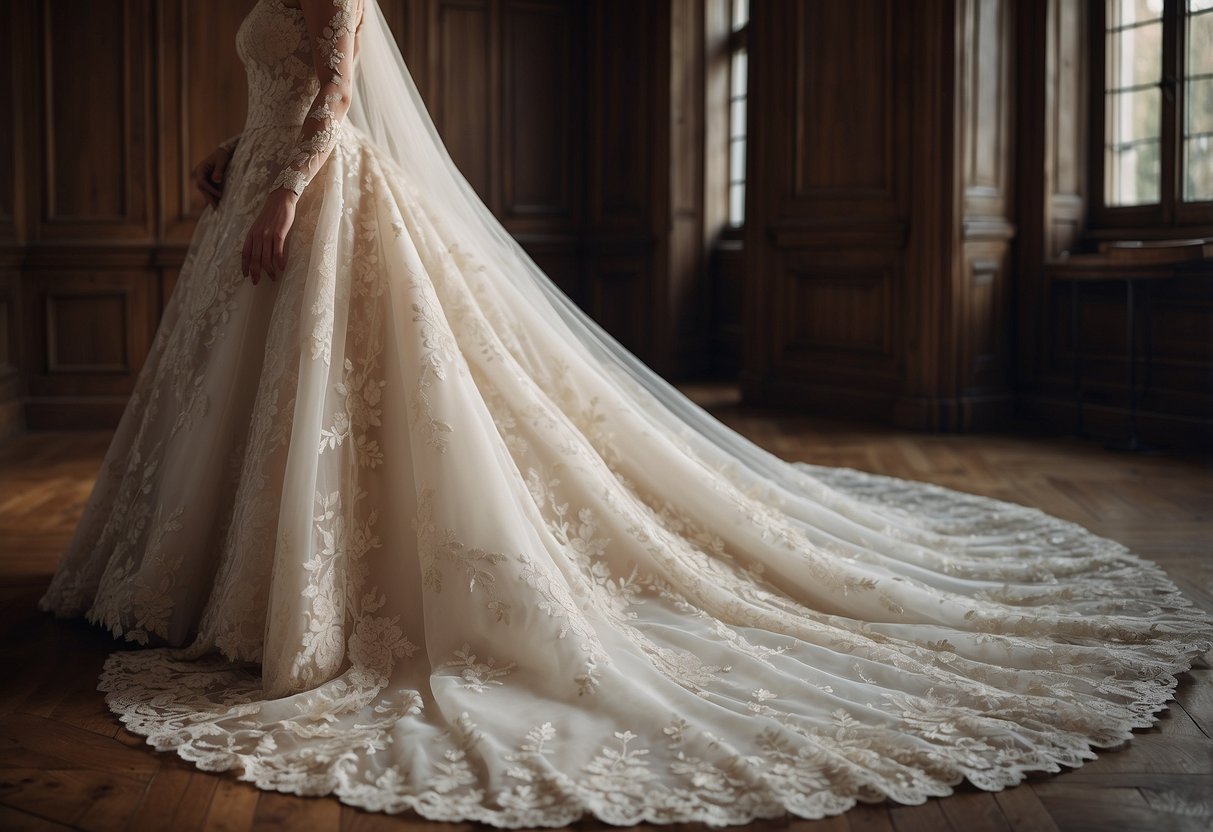 A luxurious lace embellished wedding dress inspired by Kate Middleton, designed by Elie Saab