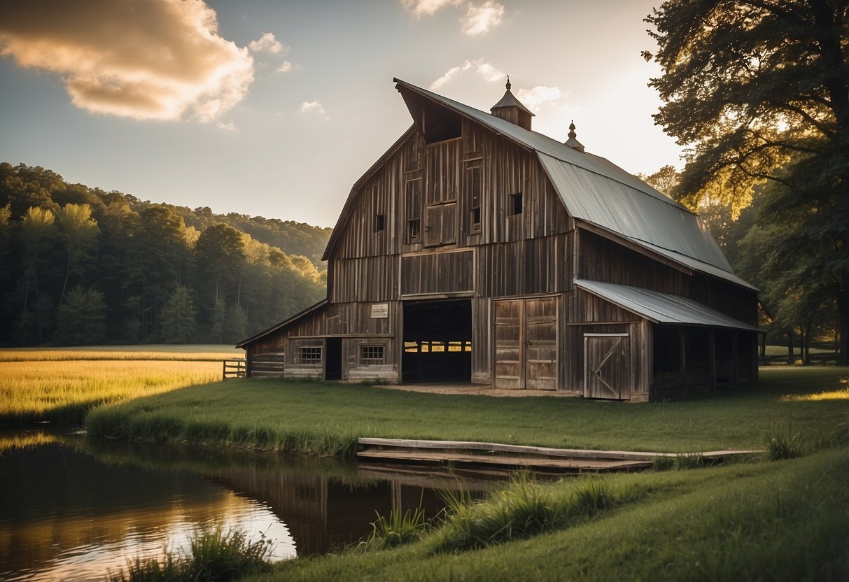 A picturesque barn nestled by Twin Lakes, ideal for Kentucky weddings