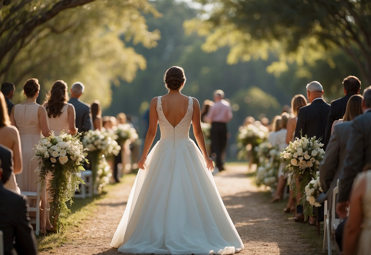 A lone figure walks confidently down the aisle, exuding grace and poise. The surroundings are filled with anticipation and excitement, as all eyes are on her