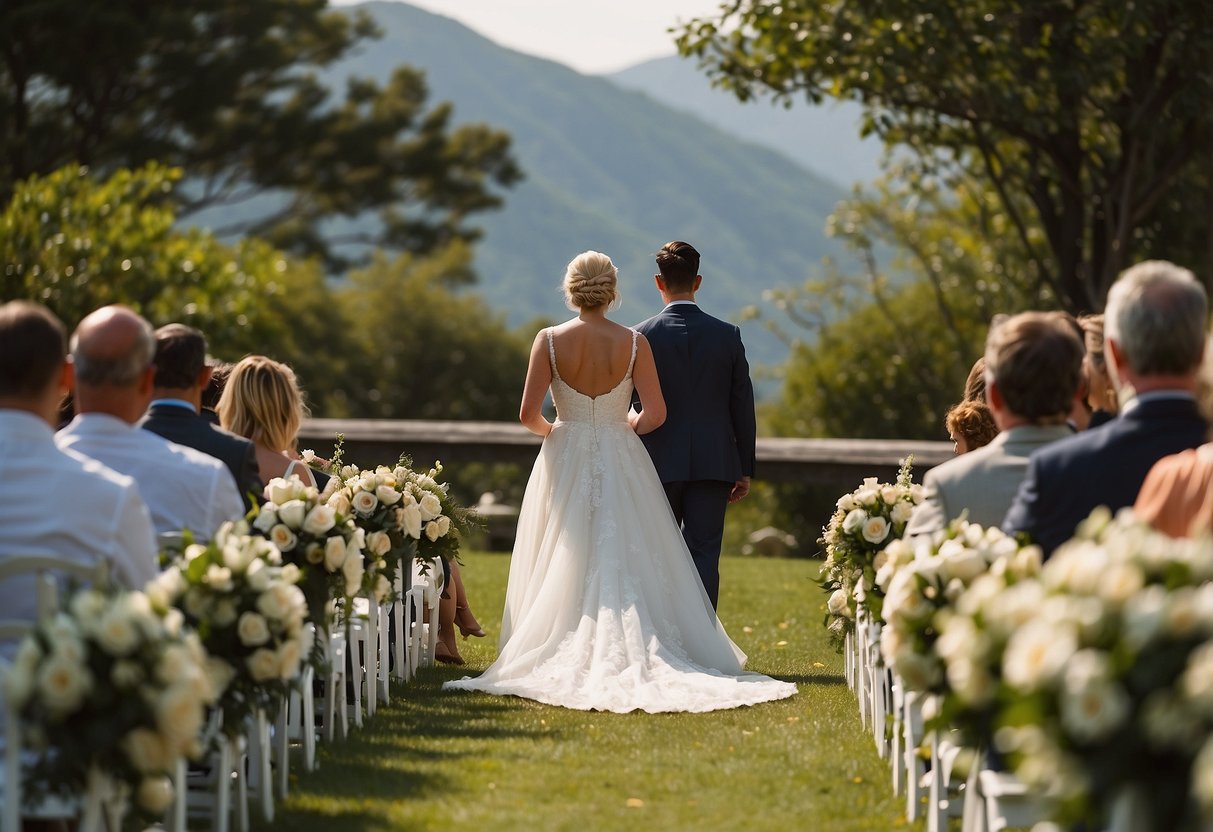 A figure walks confidently down the aisle, radiating support and pride. The surroundings are filled with love and anticipation