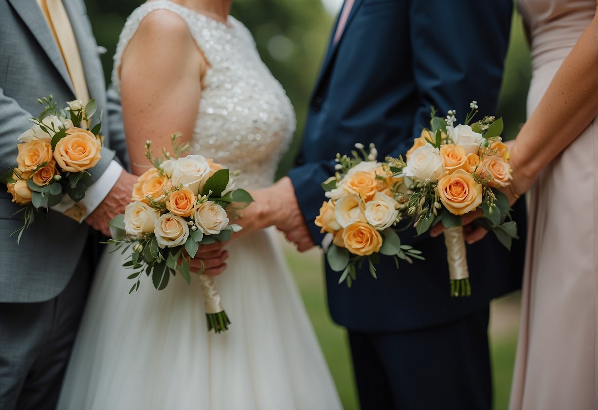 Groom's parents purchase corsages for mothers at the wedding