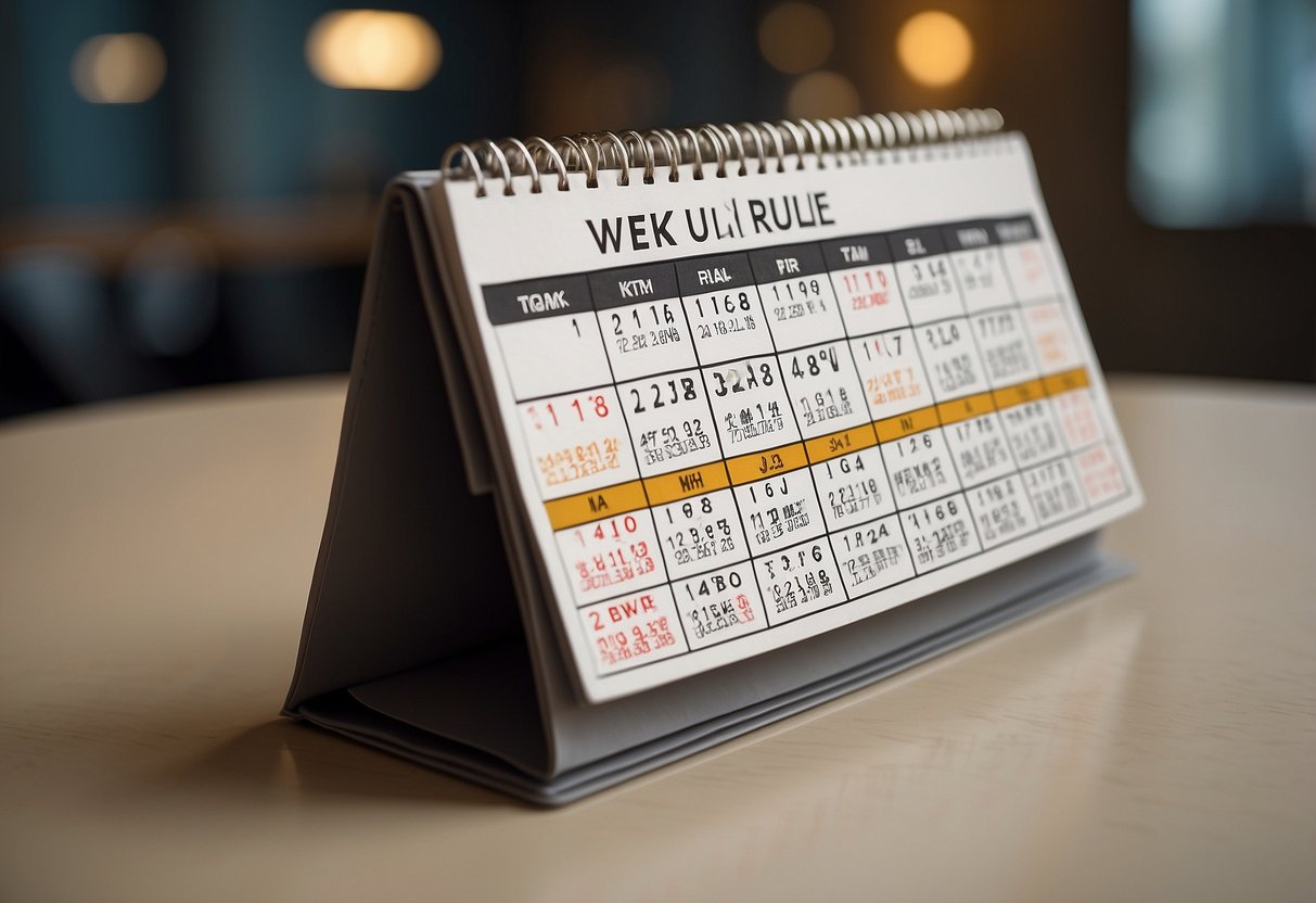 A calendar with "Week Rule" and "10 date rule" highlighted