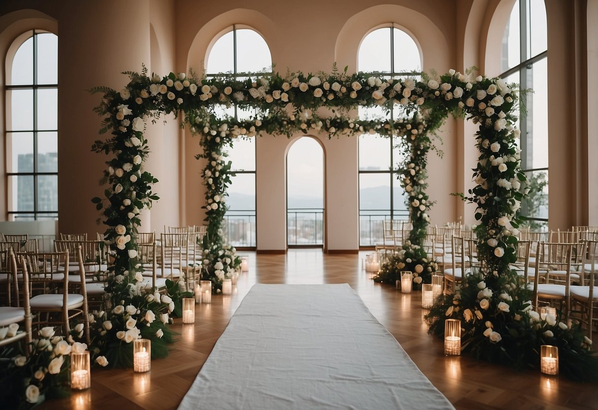 A simple, clean wedding arch with geometric shapes and minimalistic design