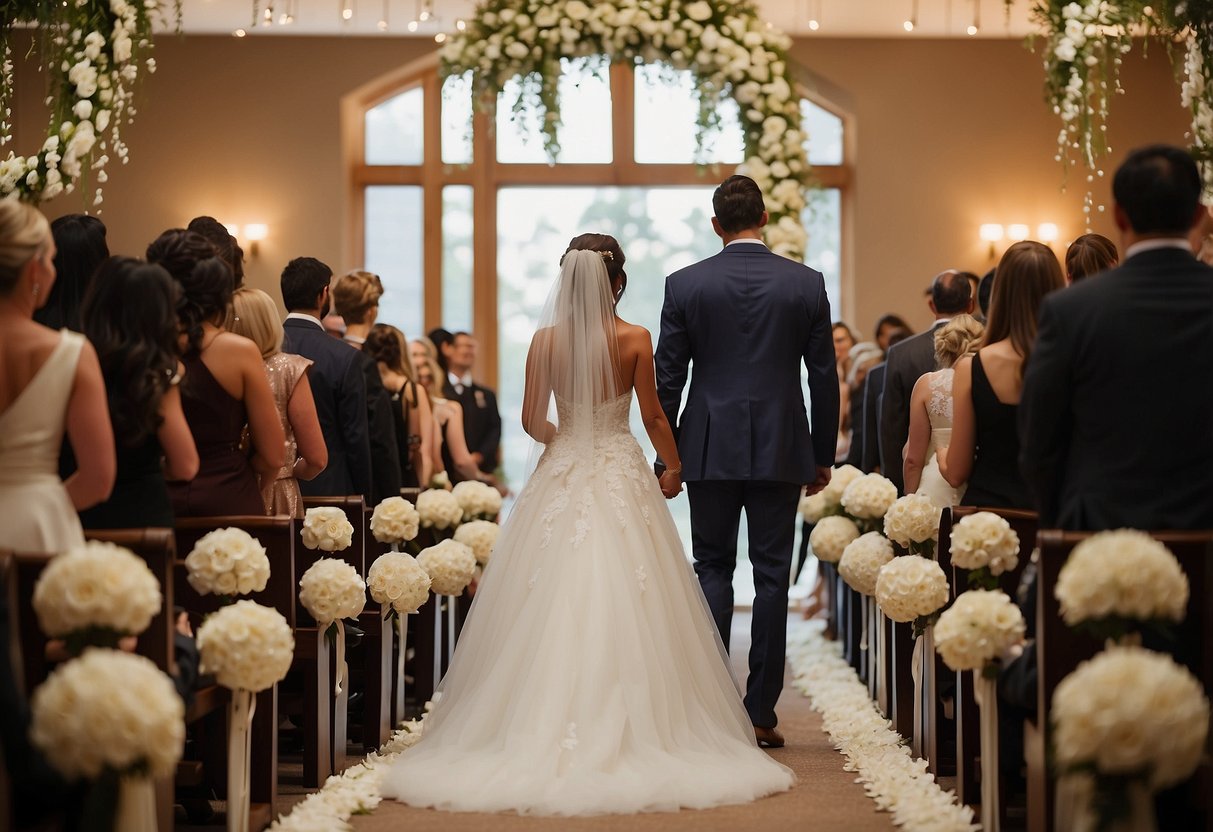 A figure stands proudly beside the bride, guiding her down the aisle with warmth and support