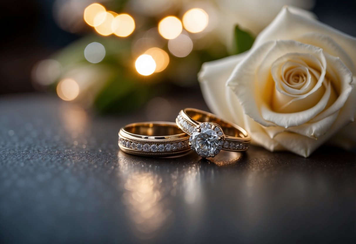 A celebratory scene with a newly acquired job offer and wedding rings displayed prominently