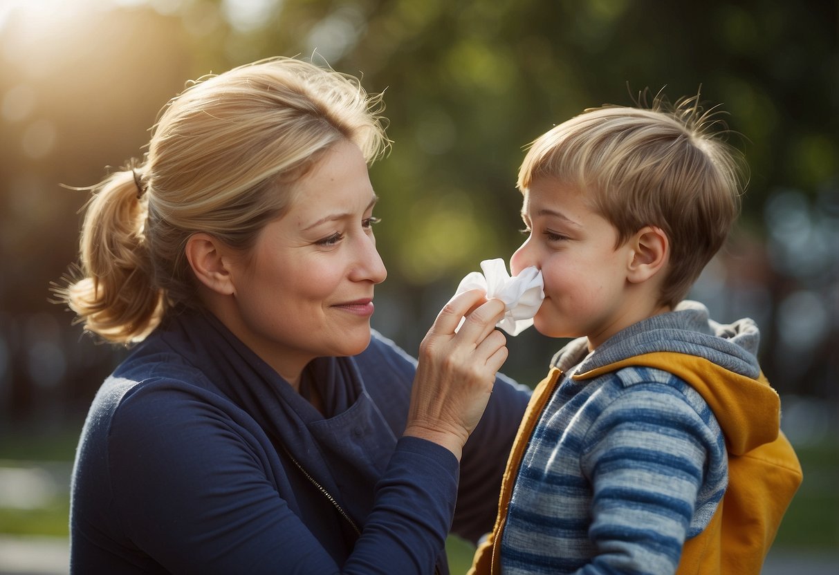 A parent seeking advice on teaching a child to blow their nose, with specialists offering guidance