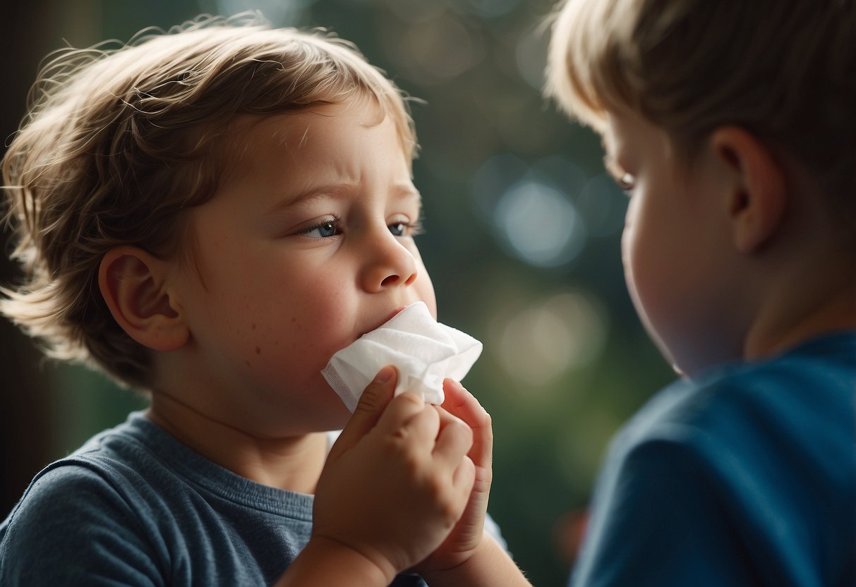 A child learning to blow their nose using alternative nasal cleaning products