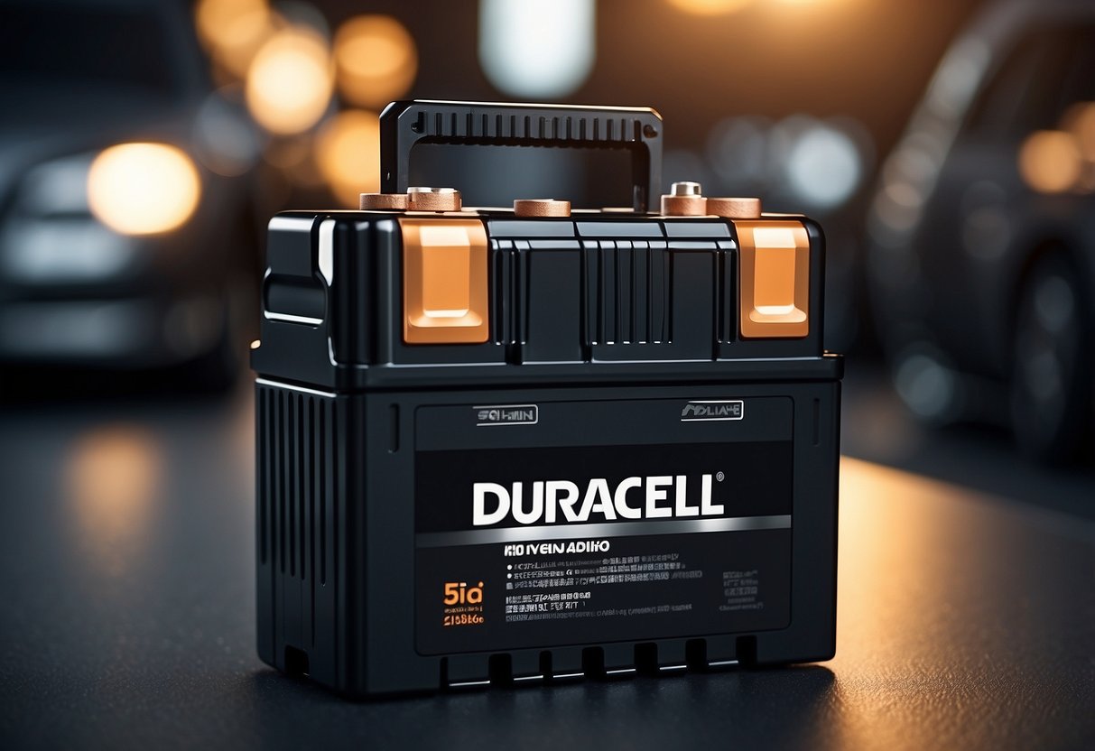 A Duracell car battery powers a vehicle with advanced technological features and innovations, showcasing its reliability and performance