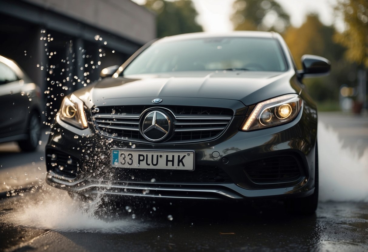 Sulfuric acid being poured into a car battery with bubbles and fumes