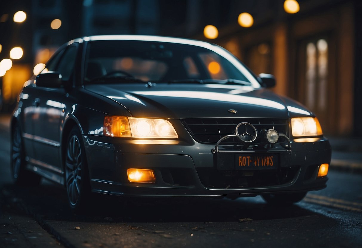 A car battery being drained by leaving the headlights on overnight