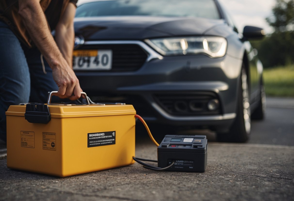 A person returning a car battery to a designated collection point