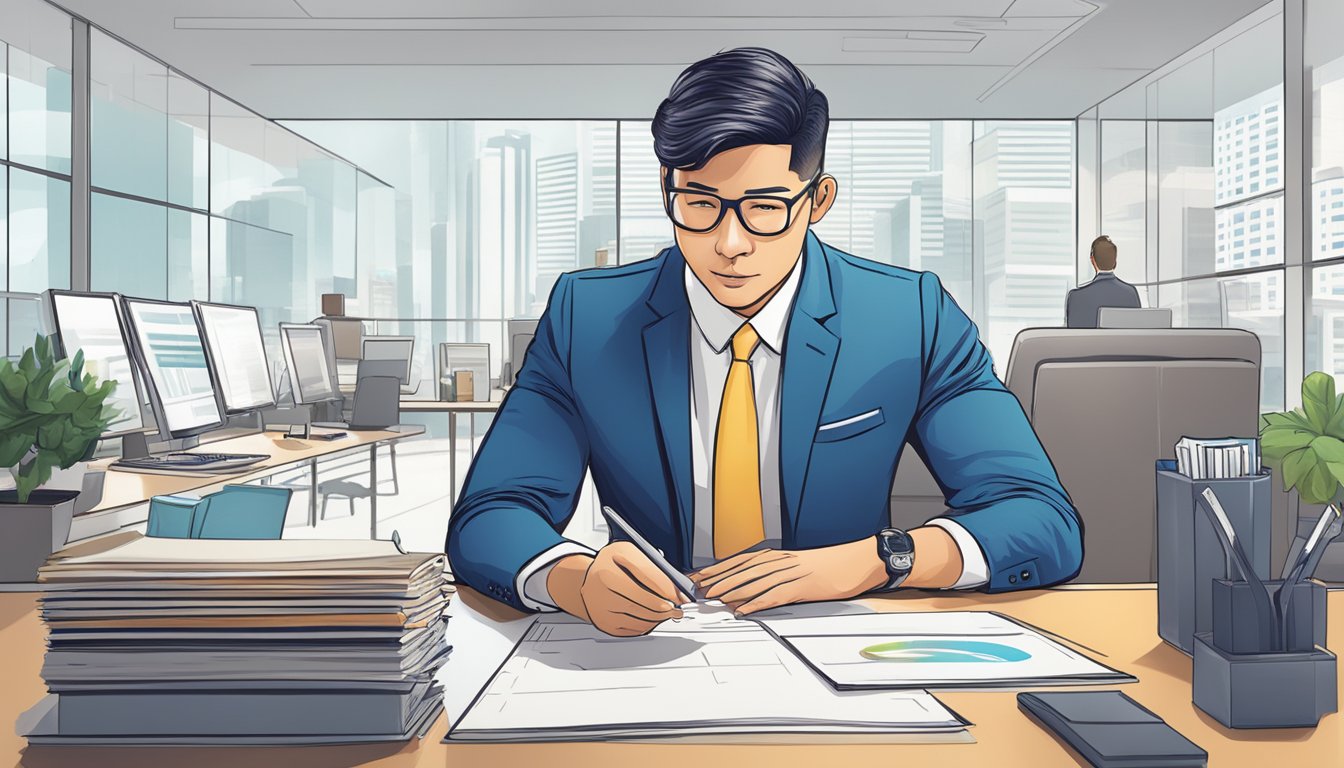 A businessman reviewing eligibility criteria for Anext Bank business loan in Singapore