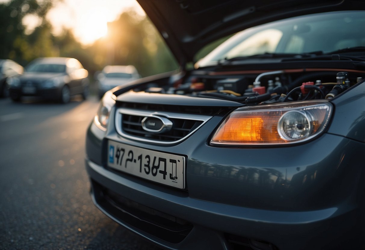 Car batteries overheat, emitting smoke and heat waves. Nearby equipment and wires are at risk