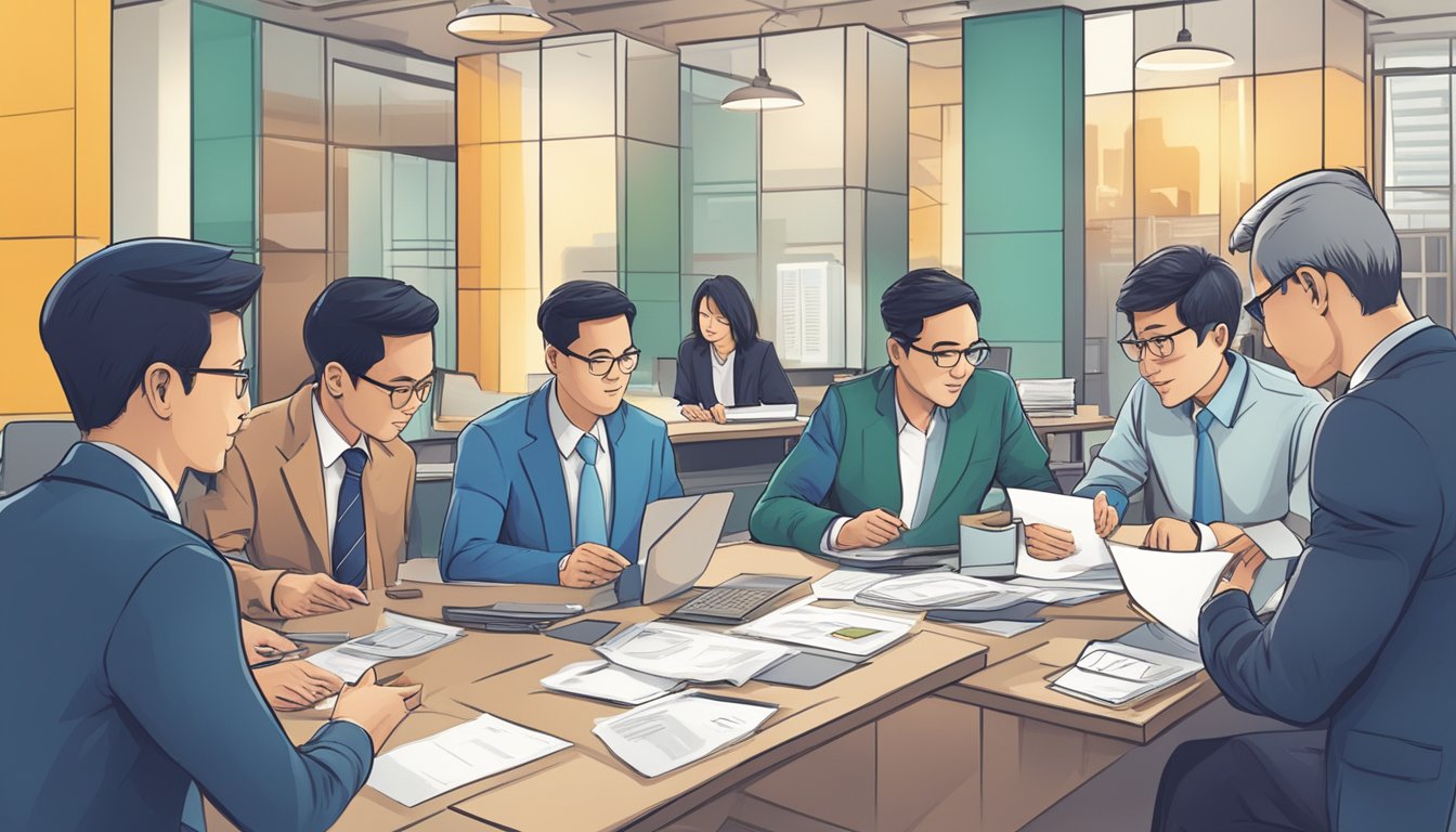 A group of businesses in Singapore comparing their working capital loans, discussing terms and benefits