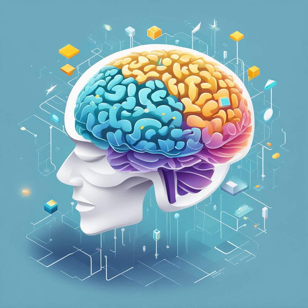 A bright, energetic brain surrounded by a halo of vitality and clarity, with a sense of focus and alertness emanating from it