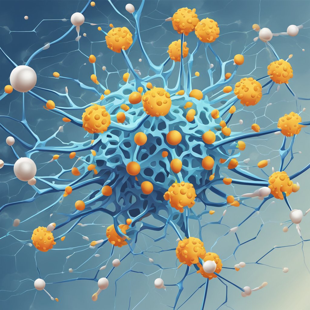 A neuron firing with coluracetam binding to receptors, enhancing neurotransmission and promoting cognitive function