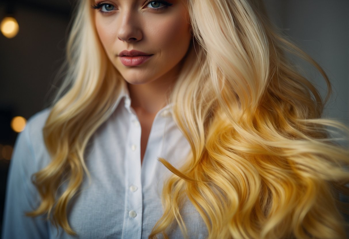 Chemical reactions altering color of blonde hair extensions from blonde to yellow