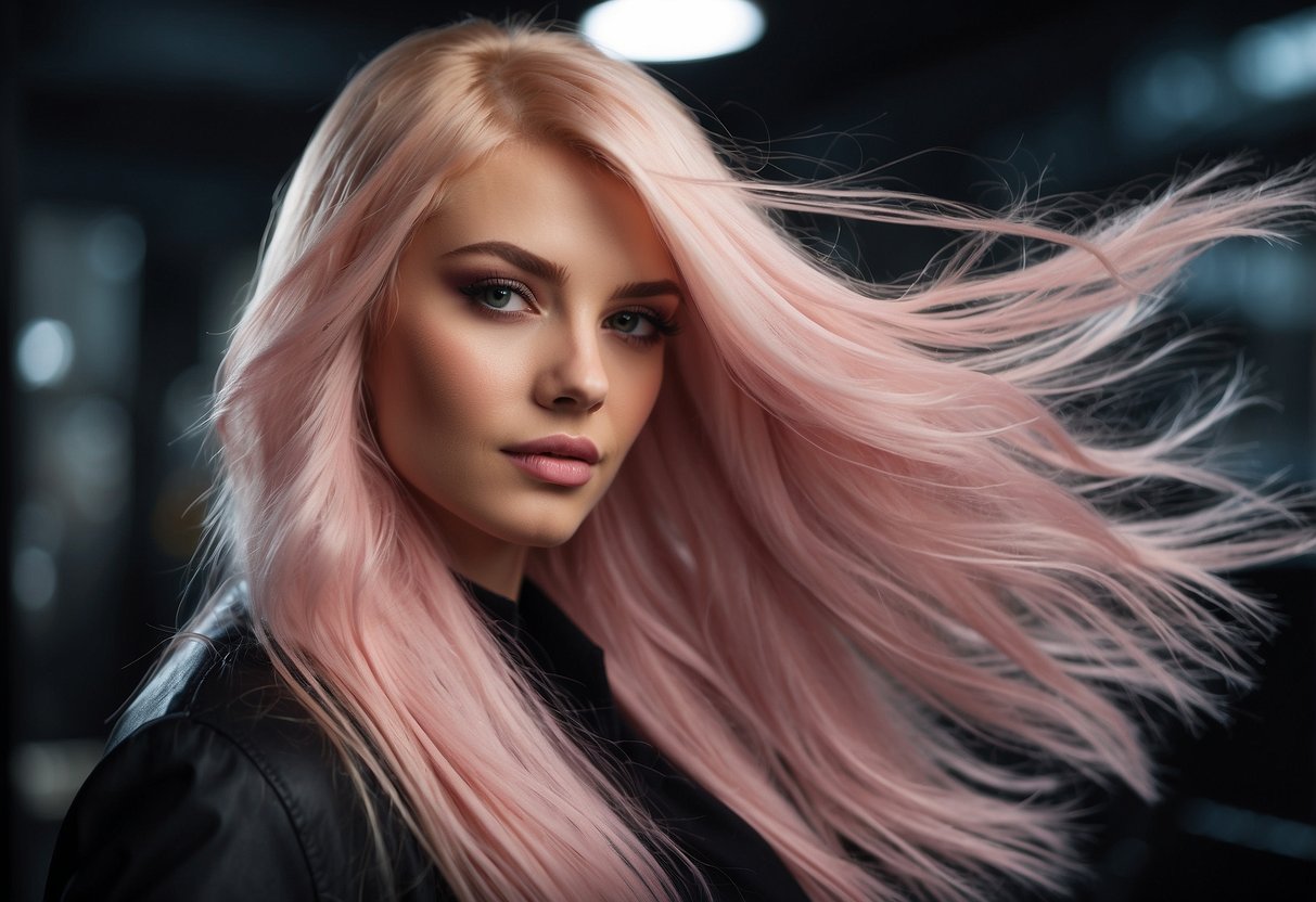 Blonde hair extensions turning pink. Use sulfate-free shampoo and cold water rinse. Store in a cool, dark place