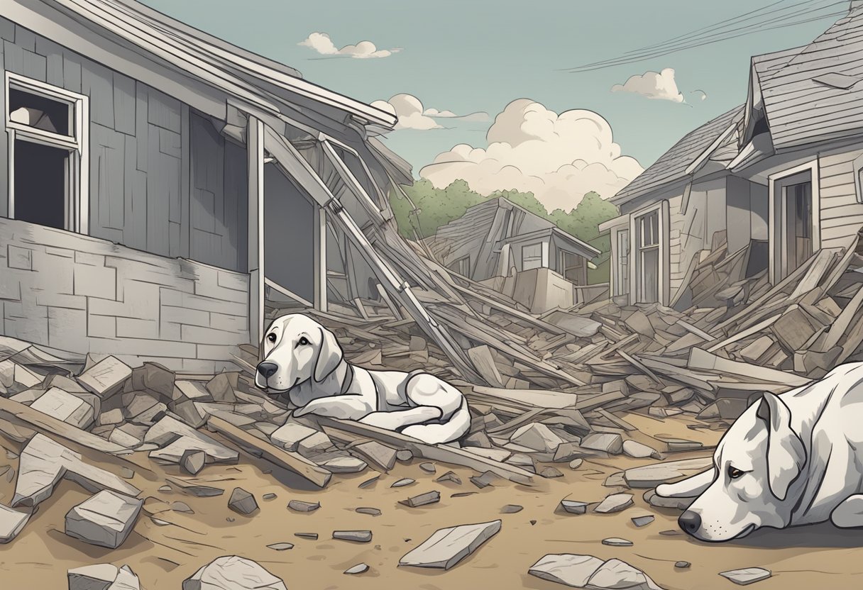 A dog is trapped under debris after a natural disaster. A person uses the essential guide to safely rescue the pet