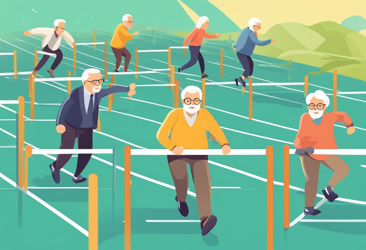 Seniors navigating digital hurdles in affiliate marketing. Overcoming barriers with reluctance