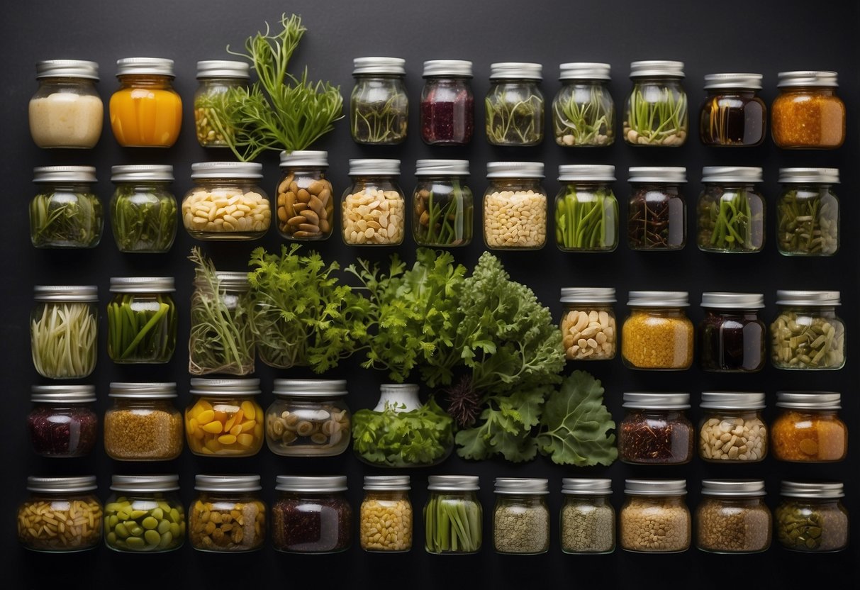 Various seaweeds arranged with labels showing their nutritional benefits for vegan diets