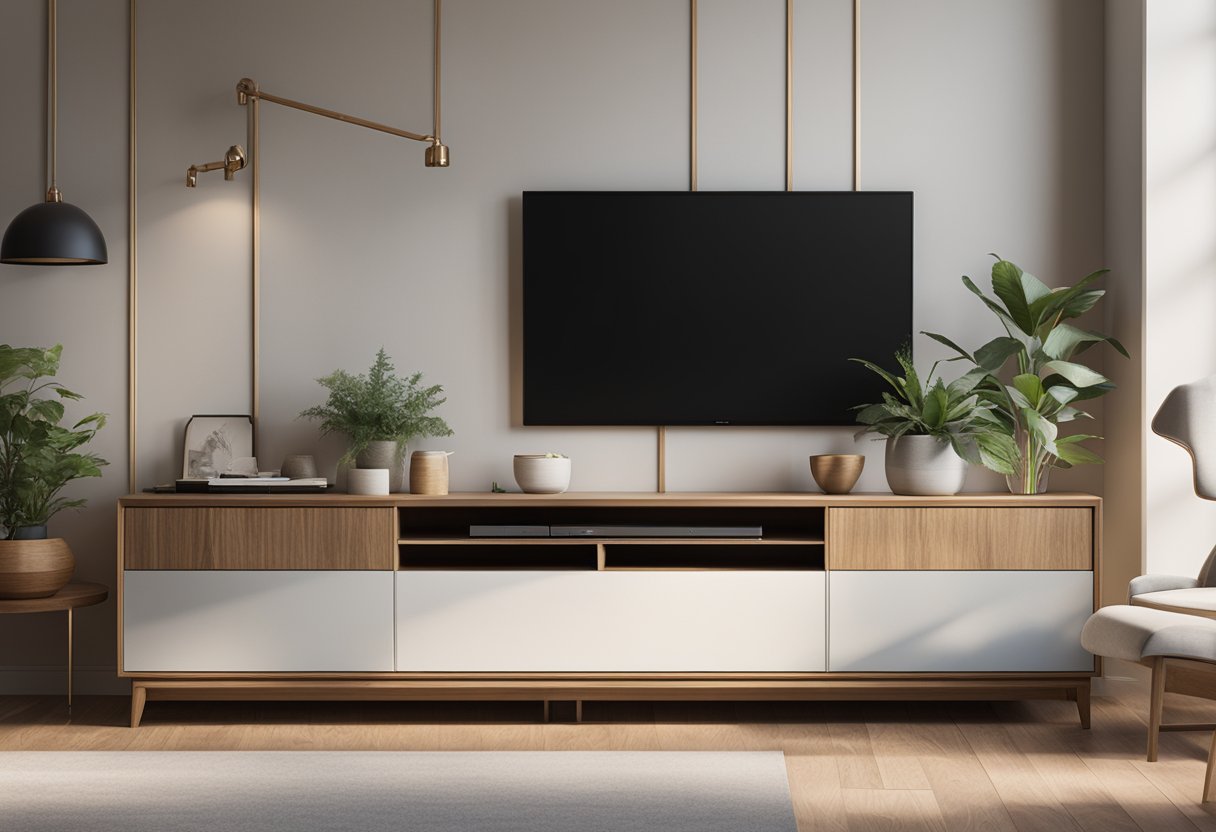 Dressers repurposed as TV stands in a modern living room