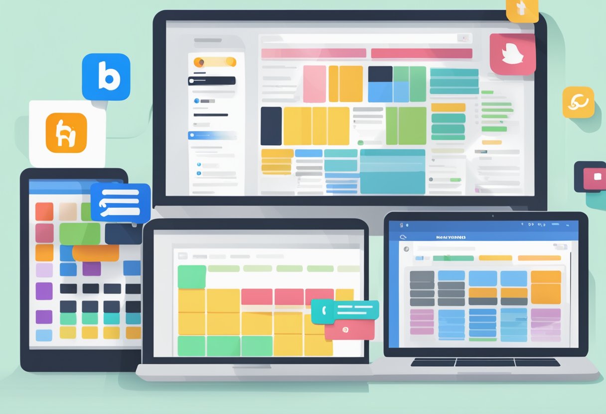 A computer screen displaying a social media scheduling tool with ButterB's logo and various posts queued for automated publishing