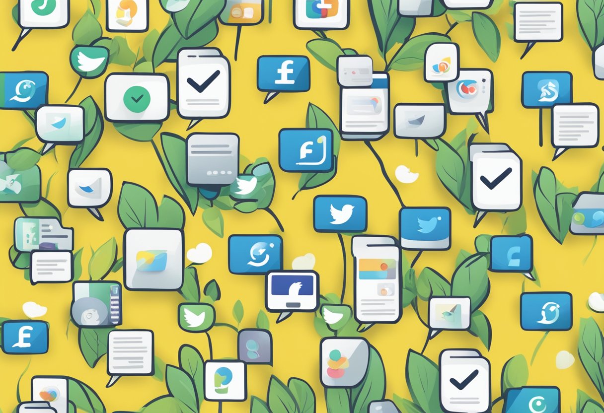 Buttercup's social media growth depicted through a series of colorful and engaging posts, with a clear content strategy and increasing follower count