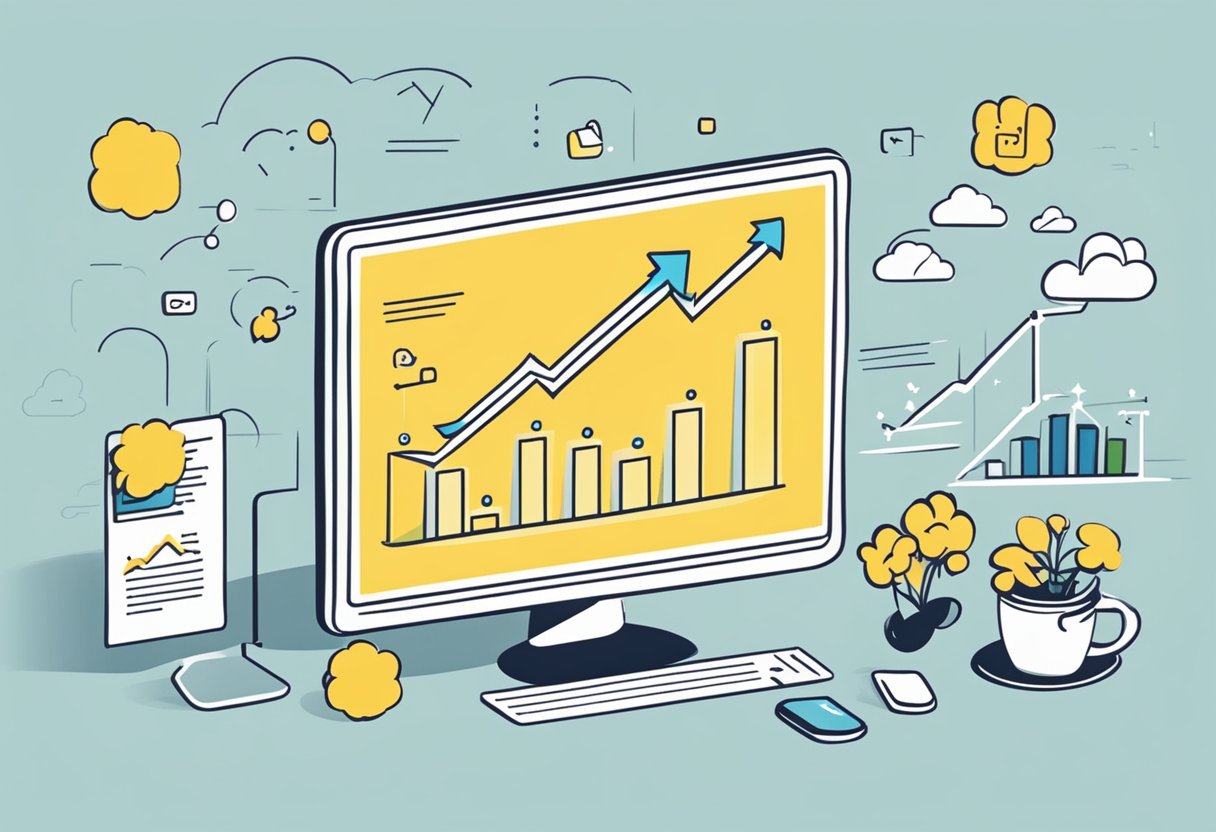 Buttercup's social media growth illustrated with graphs and charts, showing increasing followers and engagement