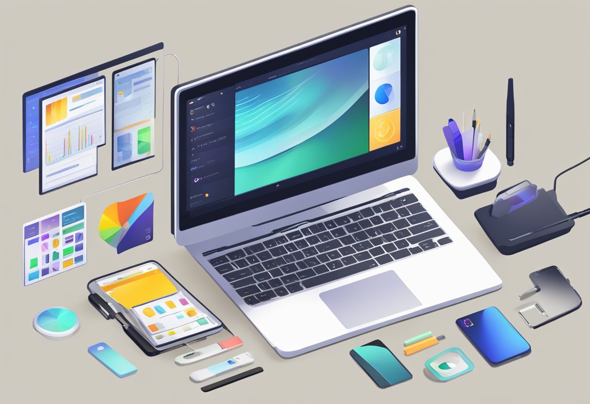 A computer with 3uTools software open on the screen, USB cable connected to an iPhone, and various tools and options visible on the interface