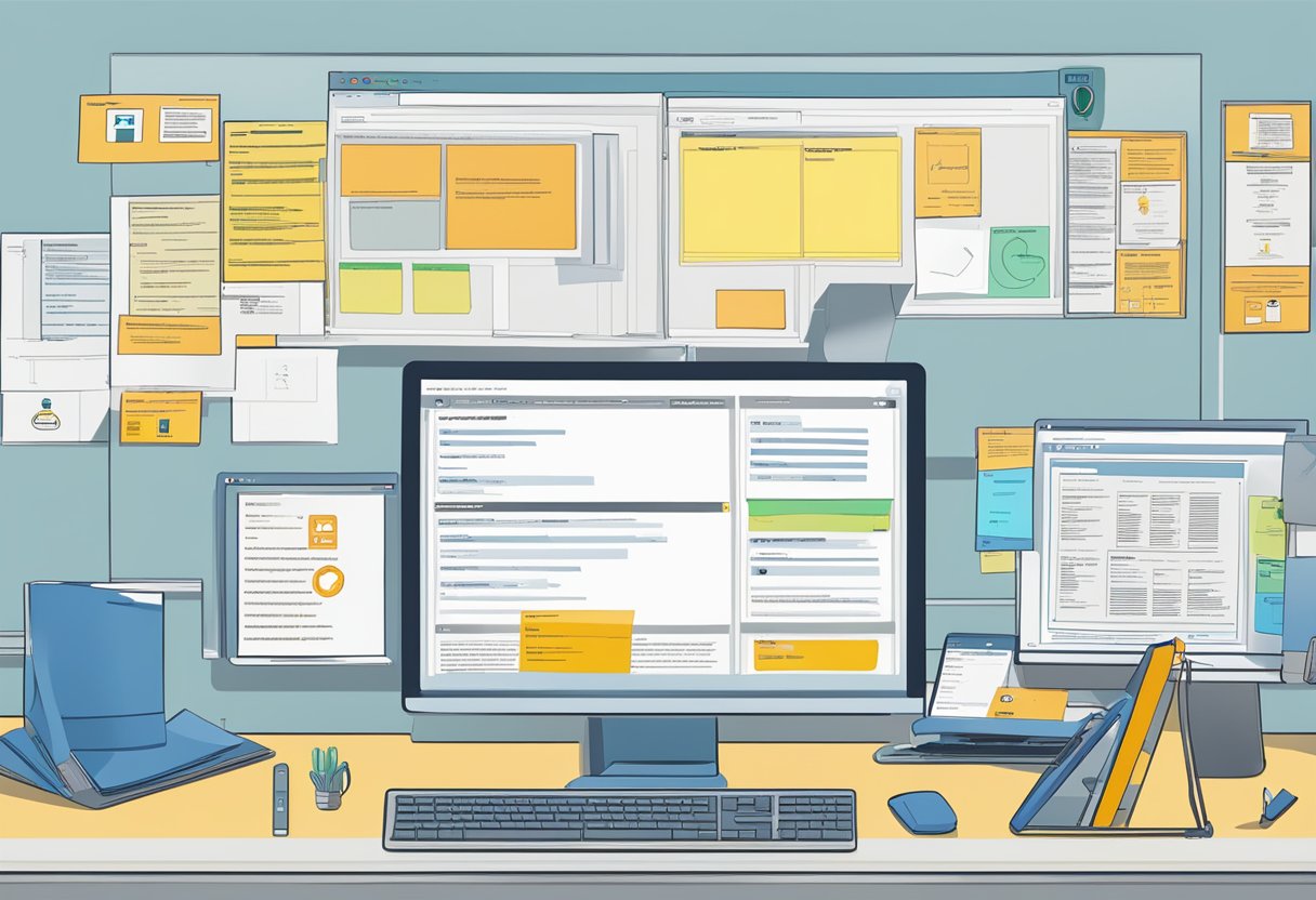 A computer screen displaying the 3utools software with legal and safety documents open, surrounded by safety signs and regulations