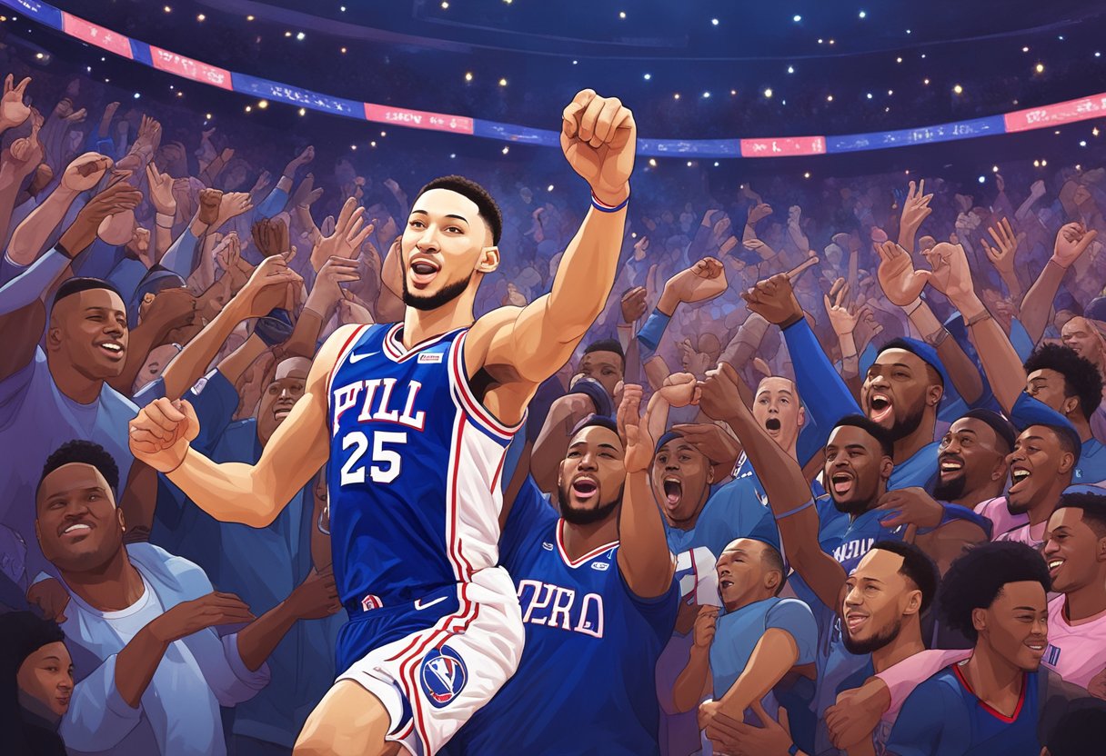 Ben Simmons rises to stardom, surrounded by cheering fans and bright lights