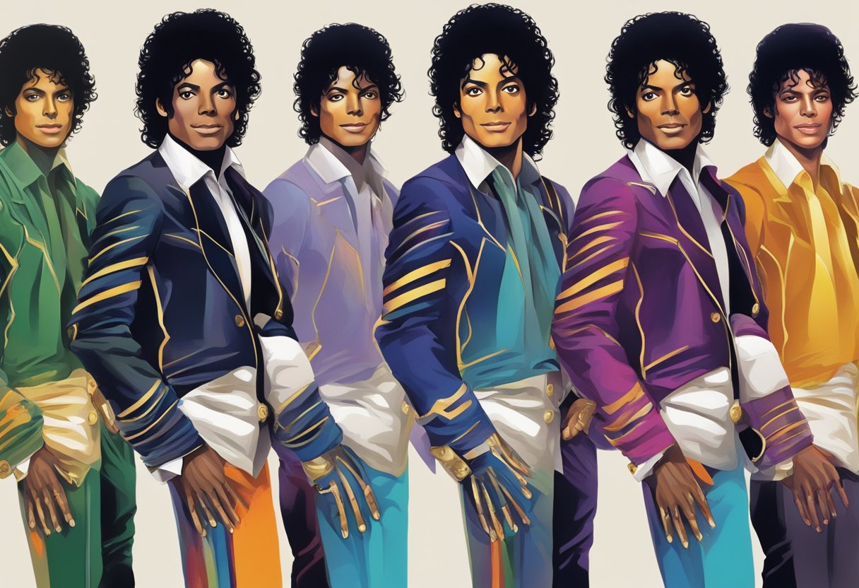 Michael Jackson's skin transitions from pale to vibrant, reflecting his response to the changing hue