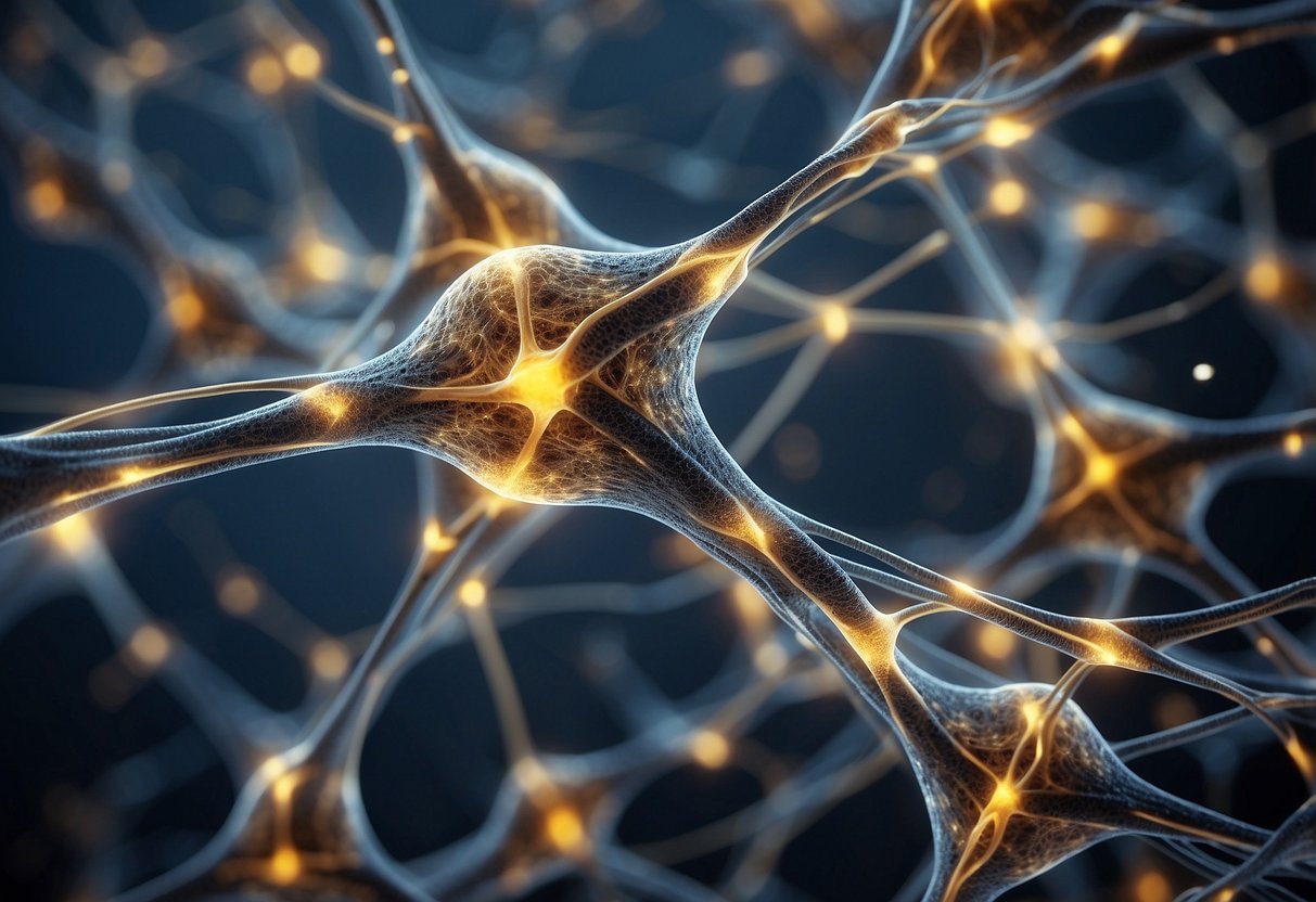 A vibrant network of neurons forming and connecting in a dynamic, ever-changing pattern, symbolizing neuroplasticity across the lifespan